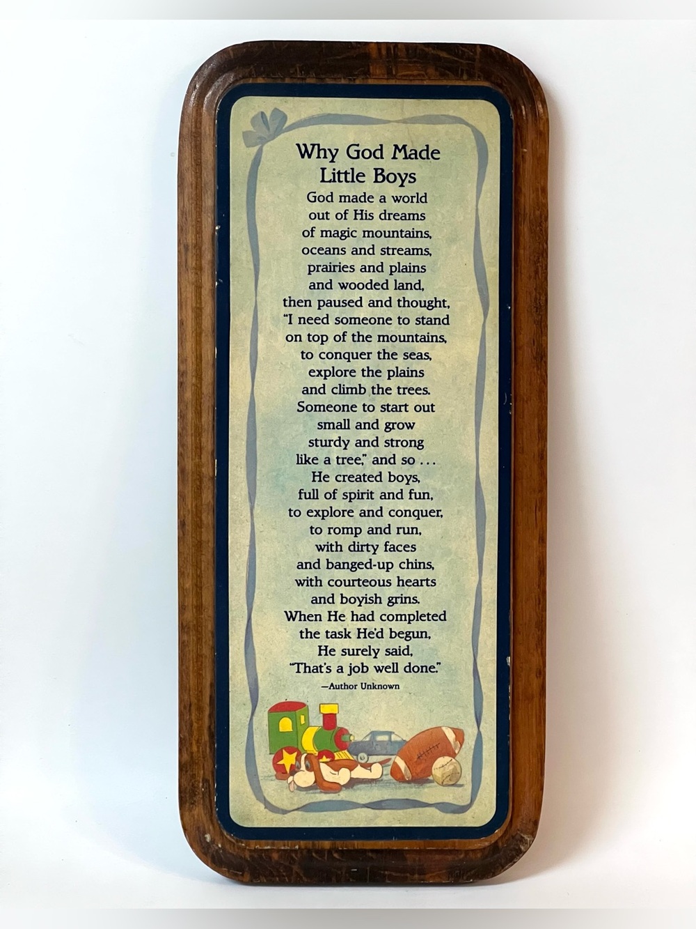 Dicksons Religious Wood Plaque Wall Art Decor 'Why God Made Little Boys' 11x5 in